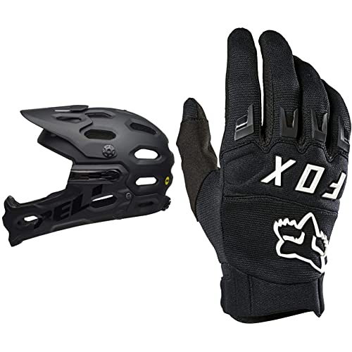 BELL Unisex – Erwachsene SUPER 3R MIPS Fahrradhelm, mat/Gloss Black/Grey, L & Fox Racing Dirtpaw Motorrad Cross Enduro Fahrradhandschuhe von BELL