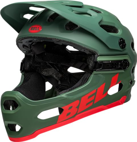 BELL Unisex – Erwachsene Super 3r MIPS Fahrradhelm, Matte Dark Green/Infrared, L von BELL