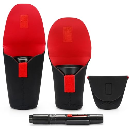 BELLE VOUS 3er-Pack Schutztaschen für Kameraobjektive & Reinigungsstift - Objektivtasche universal - weiche Tragetaschen - 3X Objektiv Tasche - versch. Größen von BELLE VOUS