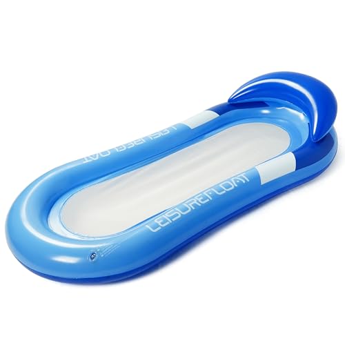 Belle Vous Blaue Aufblasbare Luftmatratze Pool mit Kopfstütze - 78 x 150 cm - Luftmatratze Wasser-Hängematte für Pool für Erwachsene - Für Sommerpool, Strand, See & Partys von BELLE VOUS