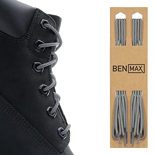 BENMAX SPORTS 2 Paar Schnürsenkel Runde – Schuhbänder 4 mm Runde Reißfeste Schnursenkel für Stiefel, Sportschuhe, Arbeitsschuhe (Anthrazit, 105 cm) von BENMAX SPORTS