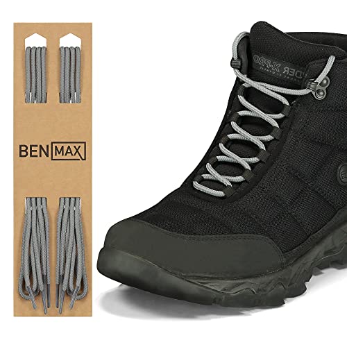 BENMAX SPORTS 2 Paar Schnürsenkel Runde – Schuhbänder 4 mm Runde Reißfeste Schnursenkel für Stiefel, Sportschuhe, Arbeitsschuhe (Anthrazit, 75 cm) von BENMAX SPORTS