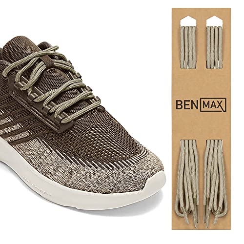 BENMAX SPORTS 2 Paar Schnürsenkel Runde – Schuhbänder 4 mm Runde Reißfeste Schnursenkel für Stiefel, Sportschuhe, Arbeitsschuhe (Beige, 105 cm) von BENMAX SPORTS