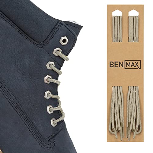 BENMAX SPORTS 2 Paar Schnürsenkel Runde – Schuhbänder 4 mm Runde Reißfeste Schnursenkel für Stiefel, Sportschuhe, Arbeitsschuhe (Beige, 75 cm) von BENMAX SPORTS