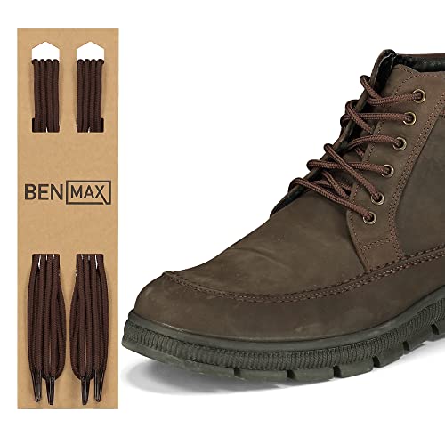 BENMAX SPORTS 2 Paar Schnürsenkel Runde – Schuhbänder 4 mm Runde Reißfeste Schnursenkel für Stiefel, Sportschuhe, Arbeitsschuhe (Braun, 120 cm) von BENMAX SPORTS