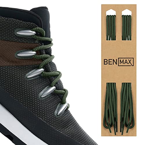 BENMAX SPORTS 2 Paar Schnürsenkel Runde – Schuhbänder 4 mm Runde Reißfeste Schnursenkel für Stiefel, Sportschuhe, Arbeitsschuhe (Grün, 105 cm) von BENMAX SPORTS