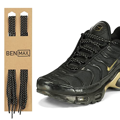 BENMAX SPORTS 2 Paar Schnürsenkel Runde – Schuhbänder 4 mm Runde Reißfeste Schnursenkel für Stiefel, Sportschuhe, Arbeitsschuhe (Schwarz/Weiss, 105 cm) von BENMAX SPORTS