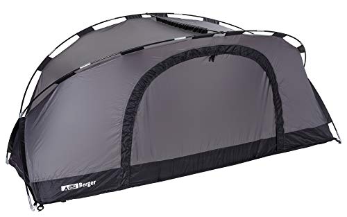 BERGER Moskitozelt zu Feldbett - Zelt für 1 Person - Schützt vor Insekten, Mücken und Moskitos - Selbsttragende Kuppelkonstruktion - 210 x 75 x 105 cm grau von BERGER