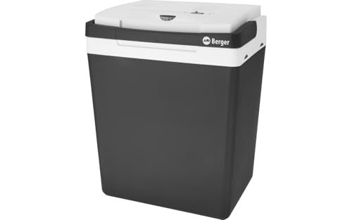 BERGER Thermoelektrische Kühlbox 30L KÜHLT und WÄRMT | Elektrische Kühlbox mit Anschluss 12V & 230V für Auto, Camping, Steckdose | Multifunktionale Kühltasche elektrisch SCHWARZ von BERGER