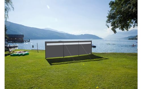 BERGER Windschutz Ventana mit Fenster 460 x 130 cm - Sichtschutz für Strand, Camping und Garten in Grau-Schwarz von BERGER