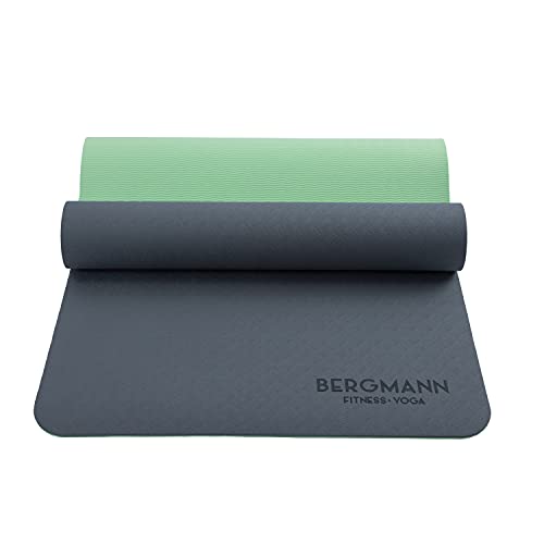 BERGMANN Yogamatte mit Tragegurt, TPE Fitnessmatte rutschfeste Gymnastikmatte, umweltfreundliche Übungsmatte, Sportmatte für Yoga, Pilates Heimtraining, 183 x 61 x 0.6cm von BERGMANN