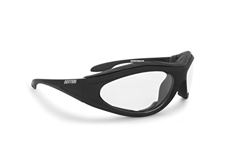 BERTONI Motorradbrille Beschlagfrei Windschutz – Matt Schwarz AF125 Bikerbrillen (Transparent Lens) von BERTONI