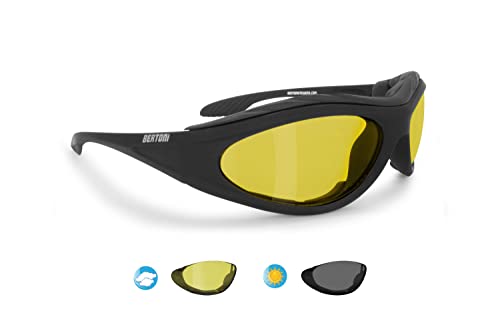 BERTONI Motorradbrille Photochrome Automatische Scheibentönung – mod. 125 Selbsttönend (Selbsttönend Polarisiertes Gelb) von BERTONI