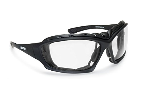 BERTONI Photochrome Polarisierte Motorradbrille - mit austauschbare Bügel oder Kopfband - mod. 366 Motorradbrille Windschutz für Brillenträger mit Sehstärke (Photochrome Linsen) von BERTONI