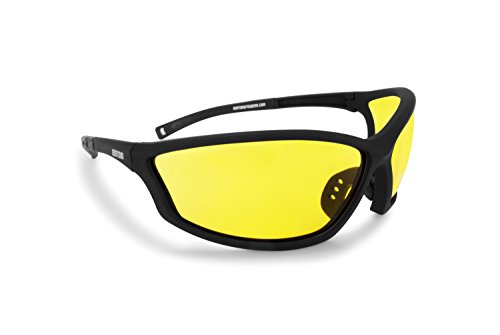 BERTONI Sportbrille Sehstärke mit Adapter für brillenträger für Radsport Motorrad Ski Golf Lauf Running - AF100 Windschutz für Brillenträger (Gelb) von BERTONI