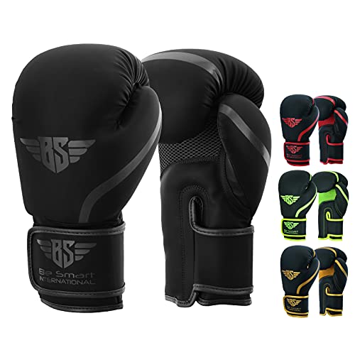 BES Smart® Professional Boxing Gloves For Adults Youth Kids Men and Women Mitts Leather Pro Gel Muay Thai MMA Kick Boxing Sparring Grappling Fighting & Training von BES
