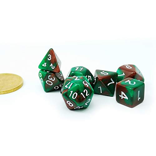 Bescon Mini Two Tone Polyhedral RPG Dice Set Camouflage, 10MM Small Dice Set D4-D20 von BESCON DICE