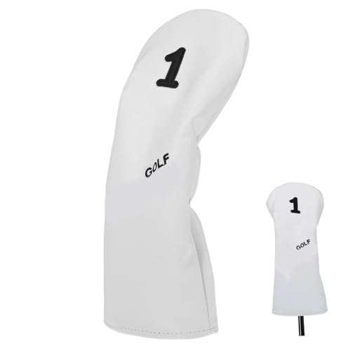 BESPORTBLE Golf Club Cover PU Schlägerkopfbedeckung Leicht Tragbar Langlebig Schützend für Driver Putter Golfzubehör Weiß Hochwertiger Head Protector von BESPORTBLE