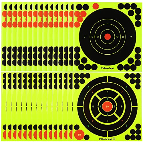 BESPORTBLE Splatterburst Targets - Pack of 30 Shooting Discs Splatter Target, Bright Yellow Stick Splatter Self-Adhesive Targets for Darts Shooting Sports Exercises, 2 Patterns von BESPORTBLE