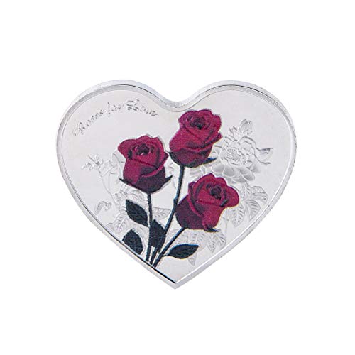 Herzförmige Rose Gedenkmünze Liebe Herz Münze 52 Sprachen Ich Liebe Dich Geschenk Münzen Kunstsammlung (Silber) von BESPORTBLE