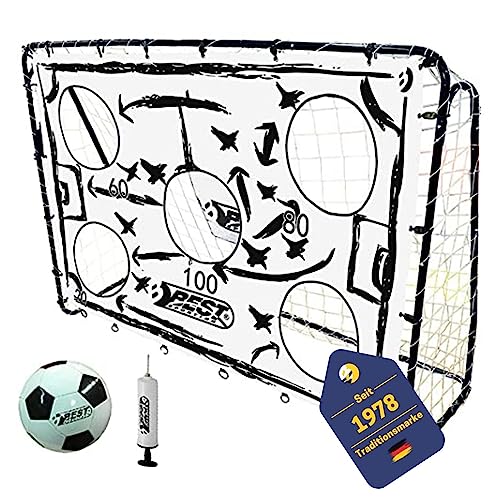 Best Sporting Fußballtor Set I 213cm x 152cm I mit Torwand mit 5 Schusslöchern, Ball & Pumpe I Fußball Tor in verschiedenen Motiven I Hochwertiges Kindertor im praktischen Set I Taktik Design von BEST SPORTING