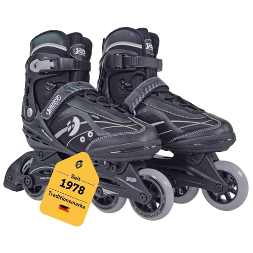 Best Sporting Inline Skates Erwachsene & Jugendliche I Rollschuhe Größe 45-46 I Breitenverstellung bis 6 mm I robuste Inliner mit Bremse I schwarz I Rollerskates Schuhe I Inliner mit 4 Rollen von BEST SPORTING
