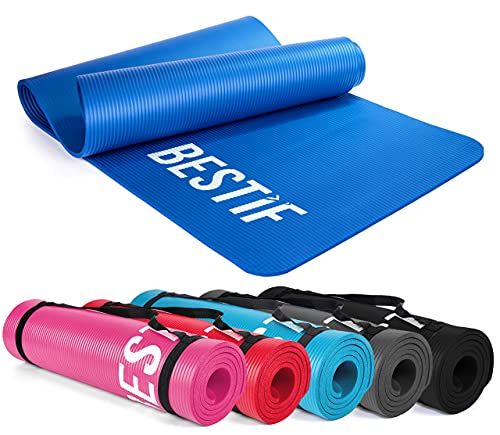 BESTIF Gymnastikmatte rutschfest Yogamatte Fitnessmatte Dicke Sportmatte 1 cm (Dunkelblau, 180 x 60 x 1cm) von BESTIF