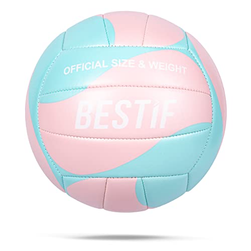 BESTIF Volleyball Größe 5 für Outdoor Indoor Training Beach Ball (5, Rosa-Türkis) von BESTIF
