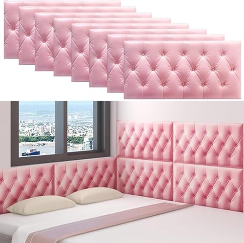 BESTXH Rosa,8pcs, Gepolstertes Kopfteil Zum Abziehen Und Aufkleben, 4er-/6er-/8er-Pack 3D-Antikollisions-Wandpolster, Gepolsterte Wandpaneele FüR Den Wandschutz Im Schlafzimmer von BESTXH