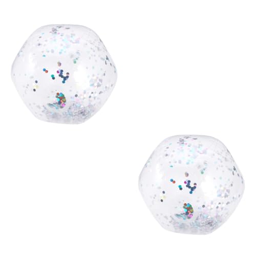 BESTonZON 2 Stück Strandball Mit Pailletten Aufblasbare Bälle Requisiten Aufblasbarer Spielzeugball von BESTonZON