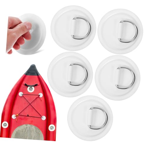 BESTonZON 5 Stück Teiliges D Ring Patch aus Weißem PVC für Kajakbefestigung Robustes D Ring pad zum Einfachen Anbringen von Ausrüstung an Schlauchbooten Kanus und Sup Flexibel und von BESTonZON
