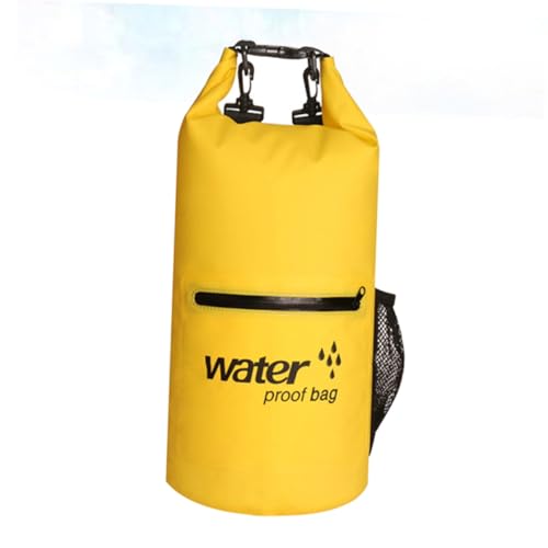BESTonZON wasserdichte Schwimmtasche aus Robustem PVC mit Aufblasbarem Beutel und Netzgewebe Multifunktionaler Dry Bag für Bootfahren Kajak Angeln Rafting Schwimmen Camping Gelb von BESTonZON