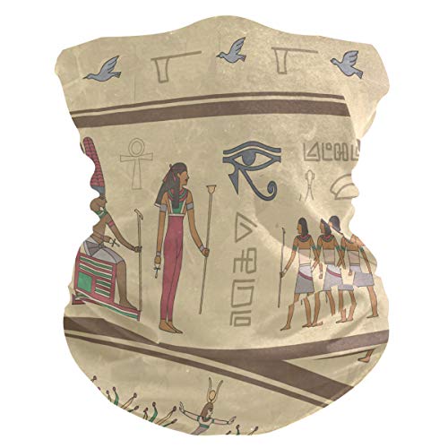 BEUSS Ägyptische Hieroglyphen Kunst Gesichtsmaske Outdoor Bandanas UV-Schutz Kopftuch Halstuch 3D Kopfbedeckung Gesichtsschal Stirnband für Sport Männer Frauen von BEUSS