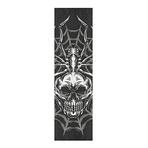 BEUSS Totenkopf Spinnennetz Schwarz Muster Skateboard Griptape rutschfest Selbstklebend Longboard Griptapes Aufkleber Griffband(84 * 23cm 1pcs) von BEUSS
