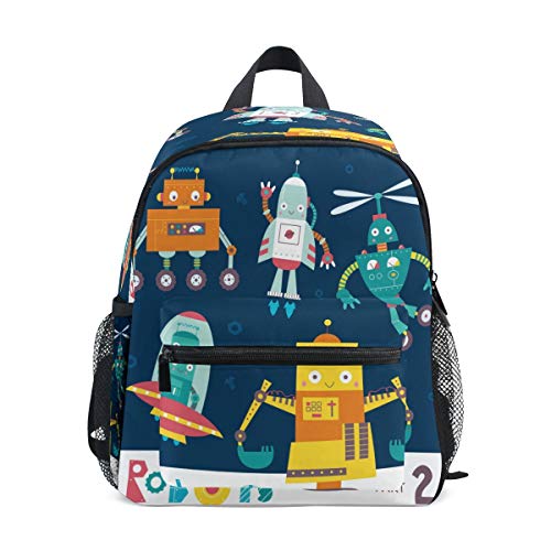 Blaue Roboter Rakete Studentenrucksack Kinderrucksack Büchertasche Schülerrucksack mit Umhängetasche für die Reise Mädchen Jungs von BEUSS