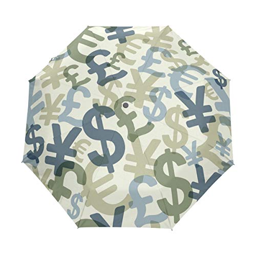 Geld Dollar Kunst Regenschirm Auf-Zu Automatik UV-Schutz Taschenschirm Winddichter Umbrella Klein Leicht Schirm Kompakt Schirme für Jungen Mädchen Reise Strand Frauen von BEUSS