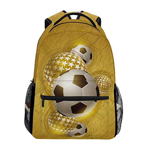 Goldener Fußball Studentenrucksack Kinderrucksack Büchertasche Schülerrucksack mit Laptop Rucksäcke für die Reise Teen Mädchen Jungs von BEUSS