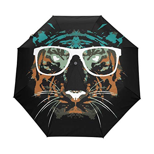 Kühles Wasser Tiger Regenschirm Auf-Zu Automatik UV-Schutz Taschenschirm Winddichter Umbrella Klein Leicht Schirm Kompakt Schirme für Jungen Mädchen Reise Strand Frauen von BEUSS