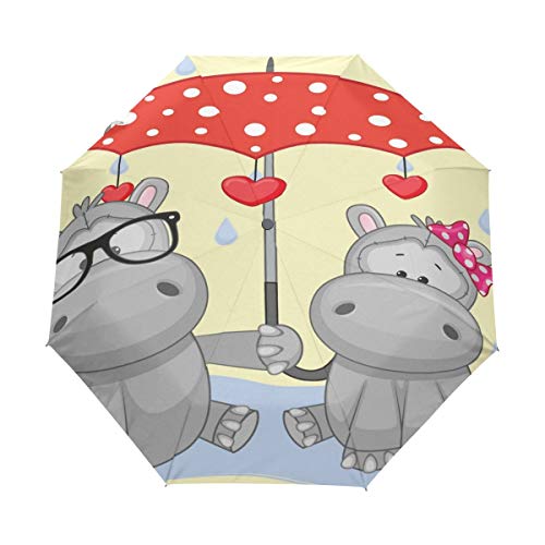 Nilpferde-Liebhaber Regenschirm Auf-Zu Automatik Taschenschirm Winddichter Umbrella Klein Leicht Schirm Kompakt Schirme für Jungen Mädchen Reise Strand Frauen von BEUSS