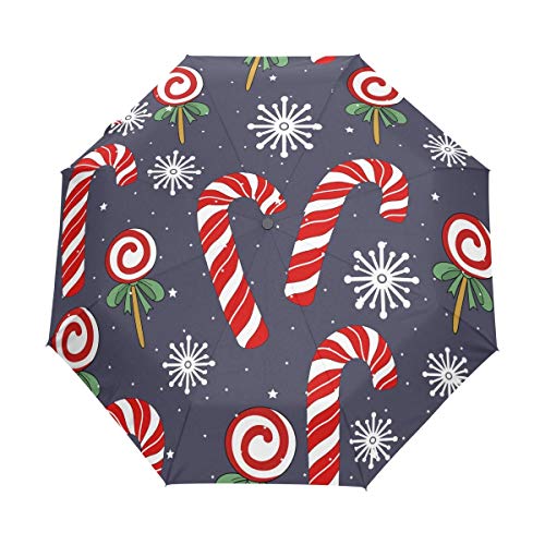 Weihnachten Schneebonbons Regenschirm Auf-Zu Automatik Taschenschirm Winddichter Umbrella Klein Leicht Schirm Kompakt Schirme für Jungen Mädchen Reise Strand Frauen von BEUSS