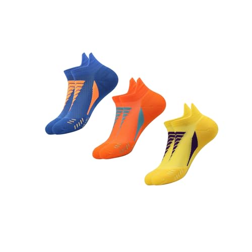 BFDSGWQ Hywellstore dick gepolsterte Sport-Söckchen für Herren, Atmungsaktive Socken mit niedrigem Schnitt, Sport-Laufsocken für Herren (3 Pairs-B,One Size) von BFDSGWQ
