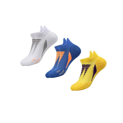 BFDSGWQ Hywellstore dick gepolsterte Sport-Söckchen für Herren, Atmungsaktive Socken mit niedrigem Schnitt, Sport-Laufsocken für Herren (3 Pairs-D,One Size) von BFDSGWQ