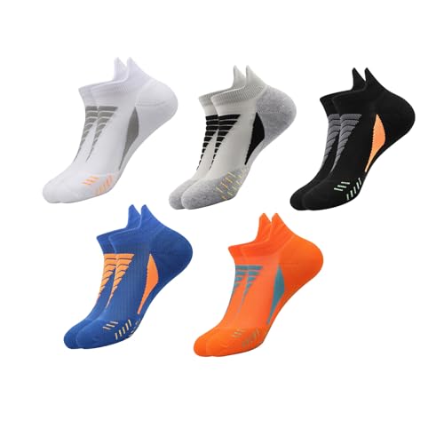 BFDSGWQ Hywellstore dick gepolsterte Sport-Söckchen für Herren, Atmungsaktive Socken mit niedrigem Schnitt, Sport-Laufsocken für Herren (5 Pairs-A,One Size) von BFDSGWQ