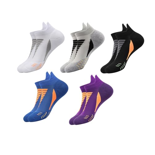 BFDSGWQ Hywellstore dick gepolsterte Sport-Söckchen für Herren, Atmungsaktive Socken mit niedrigem Schnitt, Sport-Laufsocken für Herren (5 Pairs-D,One Size) von BFDSGWQ