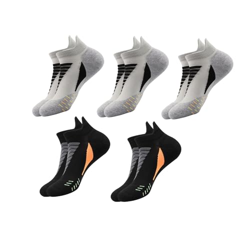 BFDSGWQ Hywellstore dick gepolsterte Sport-Söckchen für Herren, Atmungsaktive Socken mit niedrigem Schnitt, Sport-Laufsocken für Herren (5 Pairs-E,One Size) von BFDSGWQ