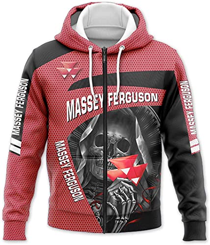 BFWYAOFALE Herren Hoodie Jacken T-Shirt Hosen Shorts Strickjacke Thin 3D Massey-Ferguson Druck Pullover Zip Jacke Unisex Casual Pullover Kapuzen Baseball Jersey Top Mantel,Jacket,XL von BFWYAOFALE