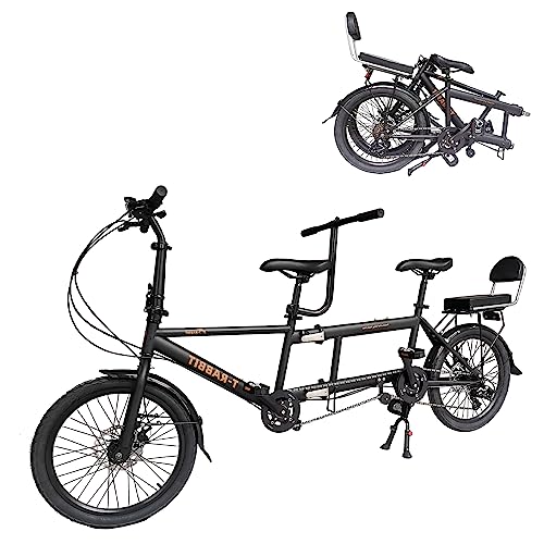 Faltbares Tandem-Fahrrad für Erwachsene, Beach-Cruiser-Fahrrad, 20-Zoll-Räder, Tandem-Fahrrad, verstellbares 7-Gang-Tandem-Fahrrad, Cruiser-Fahrrad von BGGFNZ