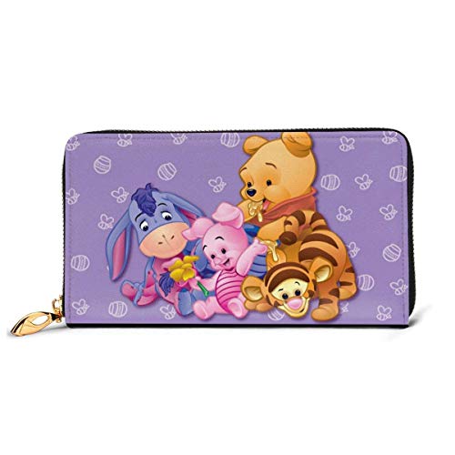 BGHYT Brieftasche Cartoon Anime Winnie The Pooh Wallet RFID Blocking Genuine Leather Zip-Around Wallets Purse Travel Purse Around Card Holder Organizer Clutch Bag von BGHYT