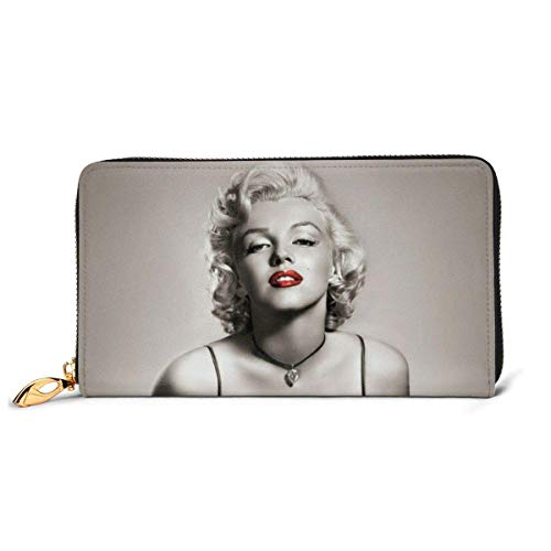 BGHYT Brieftasche Marilyn Monroe RFID Wallet Blocking Genuine Leather Wallet Zip Around Card Holder Organizer Clutch Wallet Large Capacity Purse Phone Bag for Men Women von BGHYT