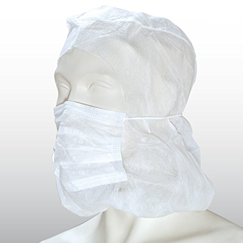 Astrohaube aus PP-Vlies - 50 Stück - weiß - mit integriertem 2-lagigen Mundschutz [Schwesternhauben - Astrohaube] - mit Stirngummi von BICAP